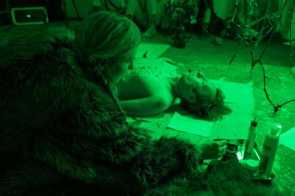 KAYA (Kerstin Brätsch & Debo Eilers), KAYA Boorswester (healing SPA for a sick painting), 2021.