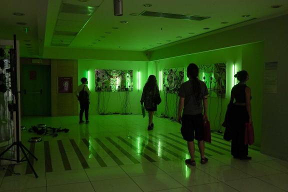 KAYA (Kerstin Brätsch & Debo Eilers), _OraKle Painting 01, 02, 03 (Catacomb Mirrors), 2018.