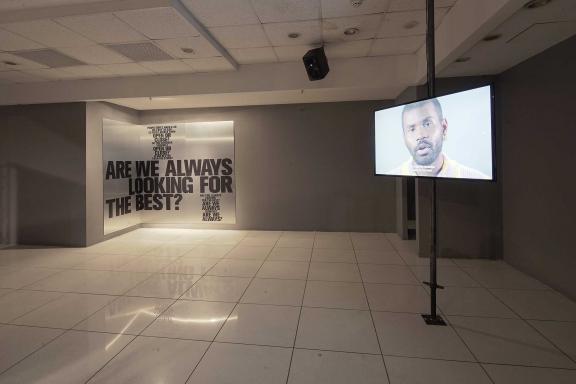 Ndayé Kouagou. (right) Good people TV – episode 2: Should you be open, 2021. One video channel, 4’40’’. (left) Are we always? #2, 2021. 