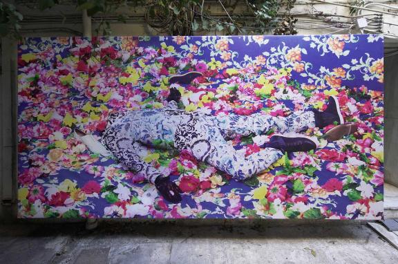 Ebony G. Patterson, Untitled (Among the weeds, plants, and peacock feathers), 2015. 