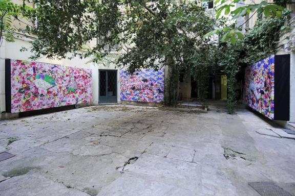 Ebony G. Patterson, Untitled (Among the weeds, plants, and peacock feathers), 2015. 