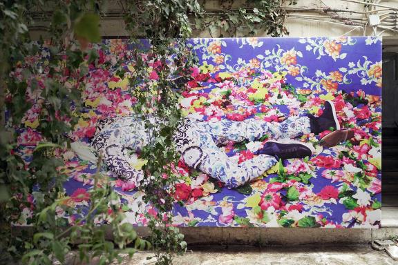 Ebony G. Patterson, Untitled (Among the weeds, plants, and peacock feathers), 2015. 