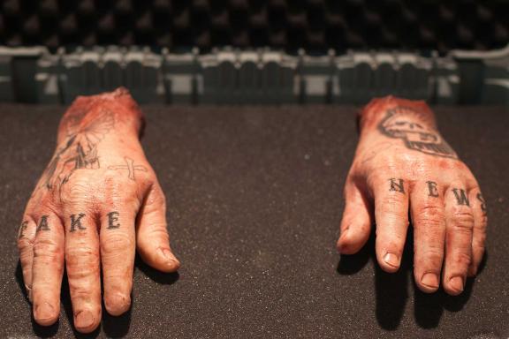 Andrew Roberts, CARGO: A lone rider in the burning sky and his trusted armored dragon, 2020. 