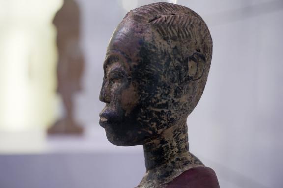 Sanford Biggers, Eclipse, 2006 (detail). Installation view at the 7th Athens Biennale 2021 ECLIPSE, photo: Nysos Vasilopoulos.