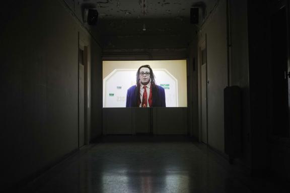 Sanford Biggers, Shake, 2011. Installation view at the 7th Athens Biennale 2021 ECLIPSE, photo: Nysos Vasilopoulos.