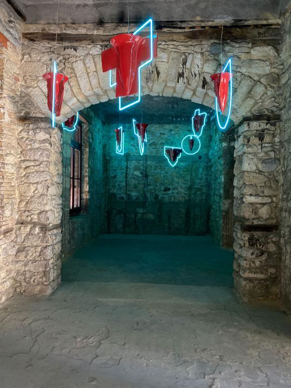 Alexandros Douras, Like a Prayer, 2021. Installation view at the 7th Athens Biennale 2021 ECLIPSE, photo: Nysos Vasilopoulos.