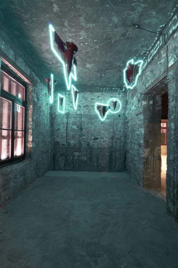 Alexandros Douras, Like a Prayer, 2021. Installation view at the 7th Athens Biennale 2021 ECLIPSE, photo: Nysos Vasilopoulos.