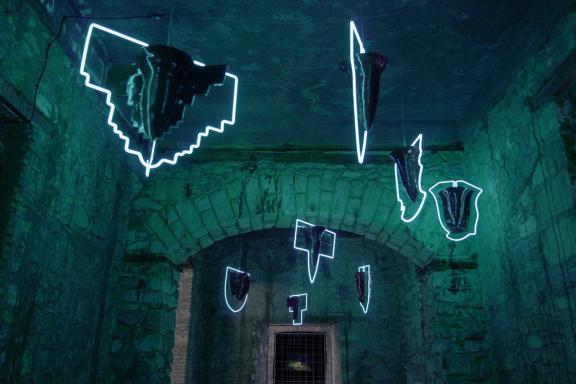 Alexandros Douras, Like a Prayer, 2021. Installation view at the 7th Athens Biennale 2021 ECLIPSE, photo: Nysos Vasilopoulos.