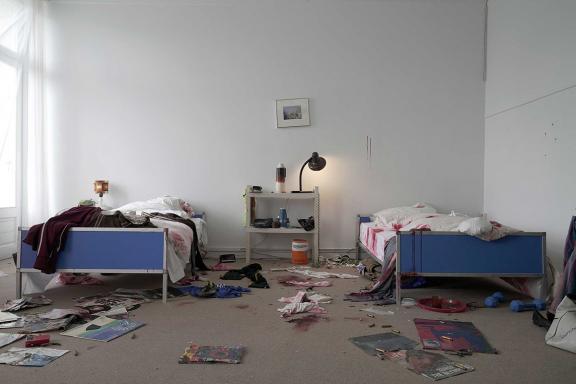 Christoph Draeger, Black September, 2003. Installation view at the 7th Athens Biennale 2021 ECLIPSE, photo: Nysos Vasilopoulos.