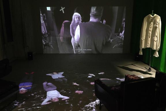 Jack Hogan & Trakal, Under the covers, the waves!, 2021. Installation view at the 7th Athens Biennale 2021 ECLIPSE, photo: Nysos Vasilopoulos.