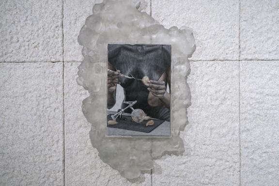 Klára Hosnedlová, Untitled (from the series Nest), 2021 (detail). Installation view at the 7th Athens Biennale 2021 ECLIPSE, photo: Nysos Vasilopoulos.