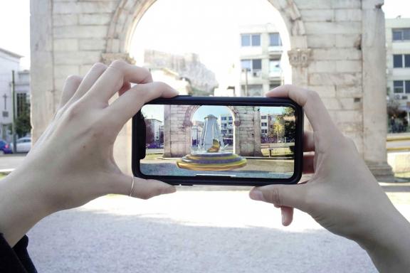 Jeyifous Olalekan, 12 Encounters (part I), 2021. Installation view at the 7th Athens Biennale 2021 ECLIPSE, photo: Nysos Vasilopoulos.