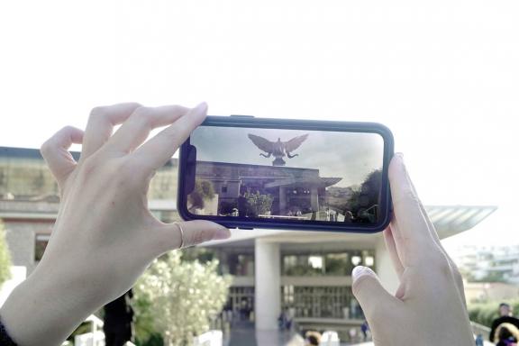 Jeyifous Olalekan, 12 Encounters (part I), 2021. Installation view at the 7th Athens Biennale 2021 ECLIPSE, photo: Nysos Vasilopoulos.