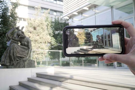 Jeyifous Olalekan, 12 Encounters (part I), 2021. Installation view at the 7th Athens Biennale 2021 ECLIPSE, photo: Nysos Vasilopoulos.